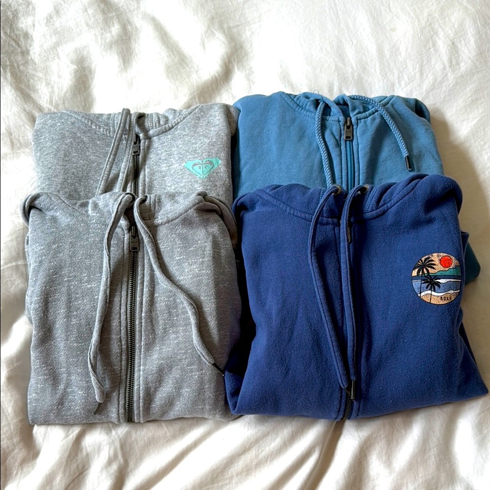 Set of 4 Roxy Size XS Zip-Up Hoodies 🏄‍♀️🌊